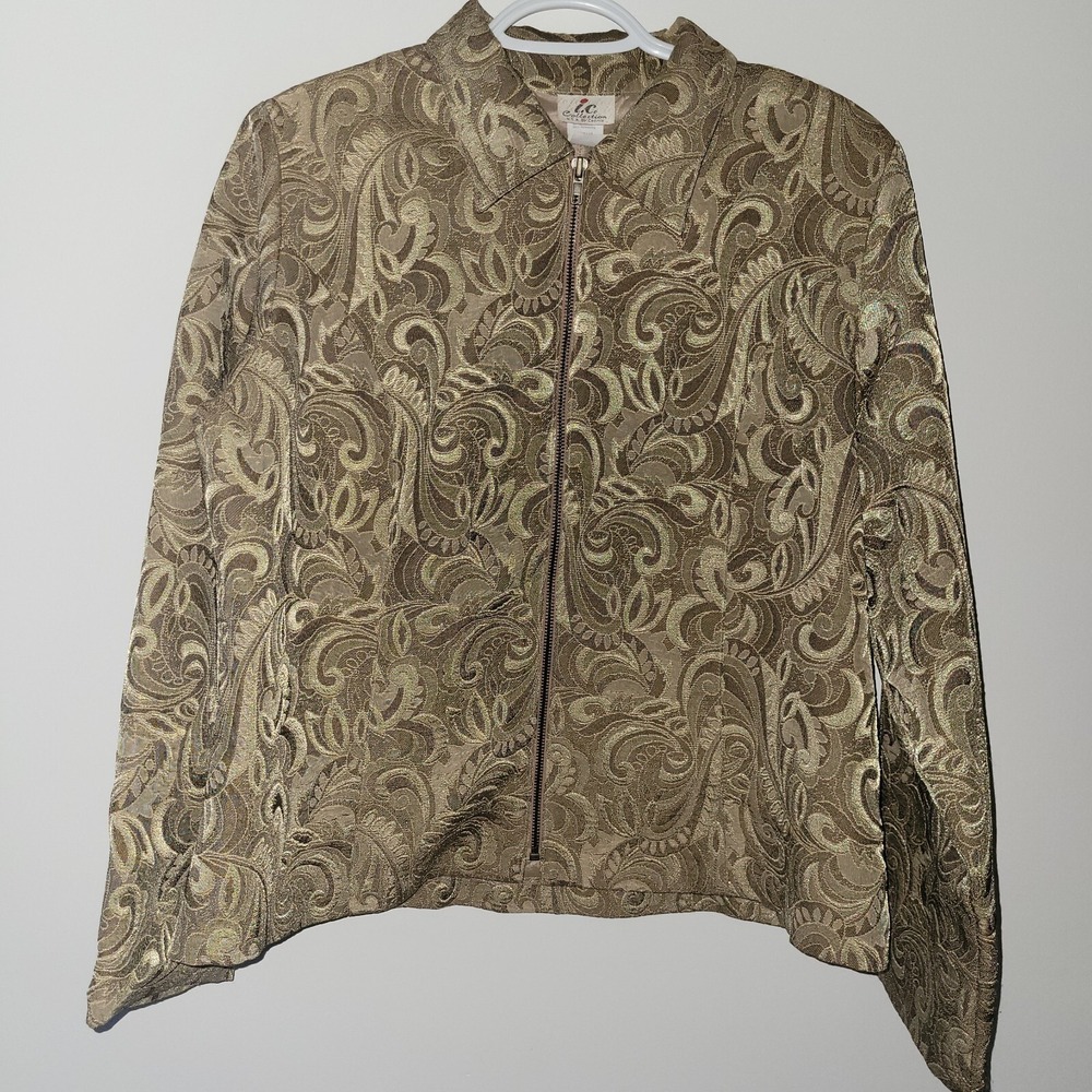 IC Collection by Connie Full Zip Jacket Women Size XL Gold Made‎ In USA